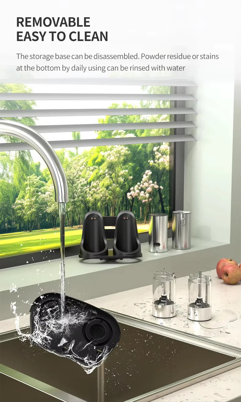 1/2 Pcs Electric Automatic Salt & Pepper Grinder With Spice Mill Storage Bins Kitchen Adjustable Grinding Tool