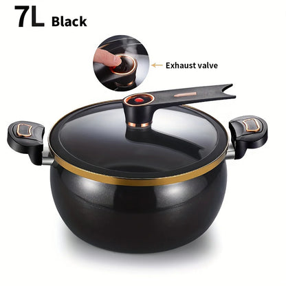 1 Piece Chubby Micro-Pressure Pot Household 7L Large Capacity 26cm Stew Pot Multi-Functional Non-Stick Pot Induction Cooker Gas Suitable