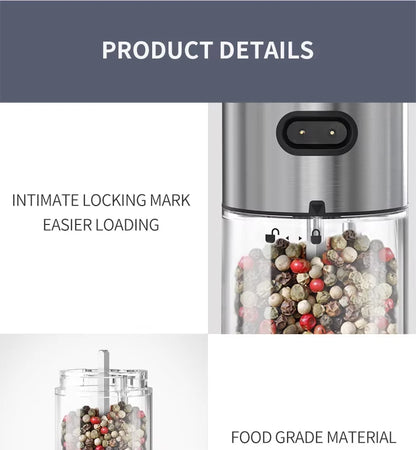 1/2 Pcs Electric Automatic Salt & Pepper Grinder With Spice Mill Storage Bins Kitchen Adjustable Grinding Tool