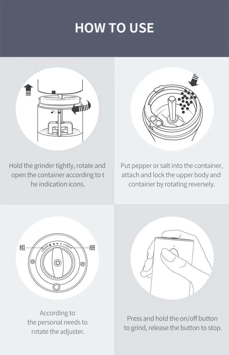 1/2 Pcs Electric Automatic Salt & Pepper Grinder With Spice Mill Storage Bins Kitchen Adjustable Grinding Tool