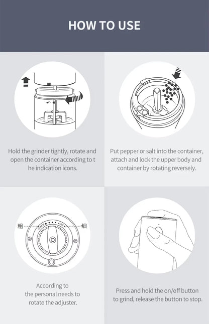 1/2 Pcs Electric Automatic Salt & Pepper Grinder With Spice Mill Storage Bins Kitchen Adjustable Grinding Tool