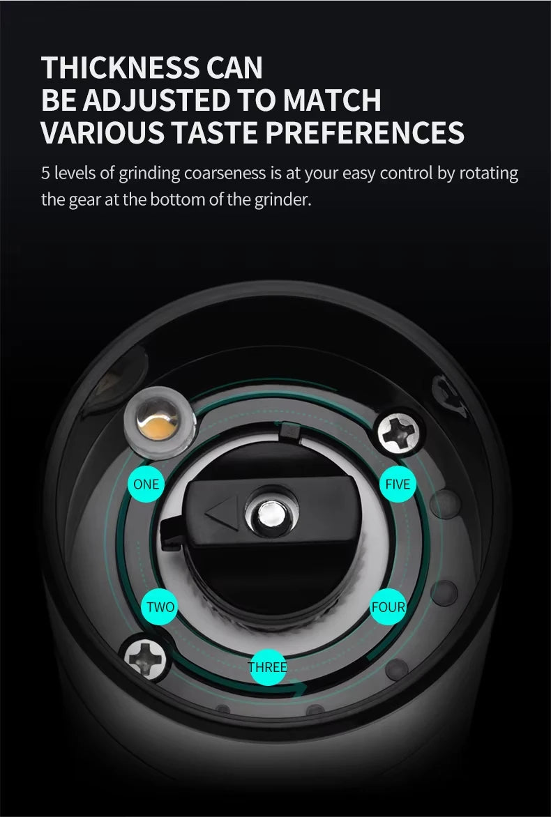 1/2 Pcs Electric Automatic Salt & Pepper Grinder With Spice Mill Storage Bins Kitchen Adjustable Grinding Tool