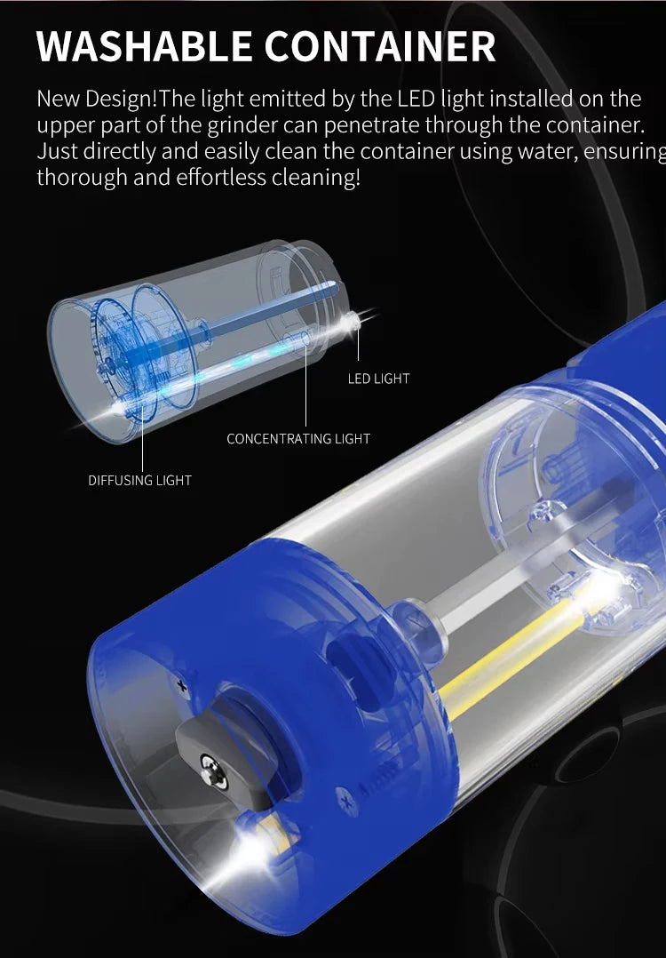 1/2 Pcs Electric Automatic Salt & Pepper Grinder With Spice Mill Storage Bins Kitchen Adjustable Grinding Tool